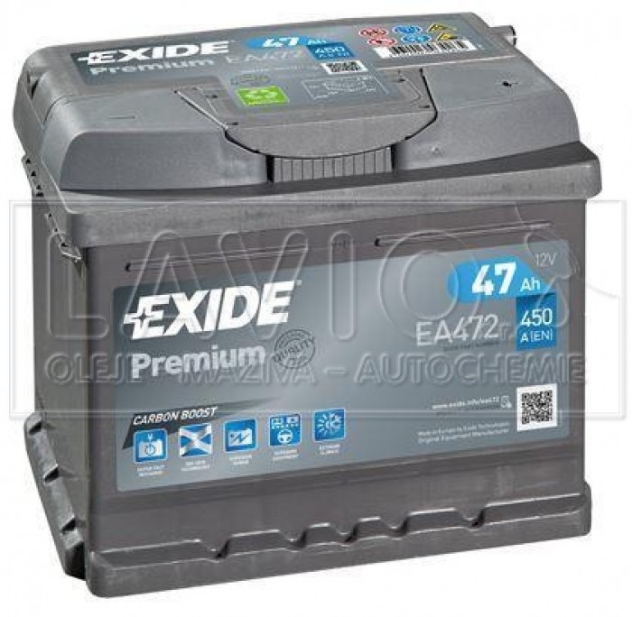 Exide Premium Carbon Boost 12V/47Ah; 450A