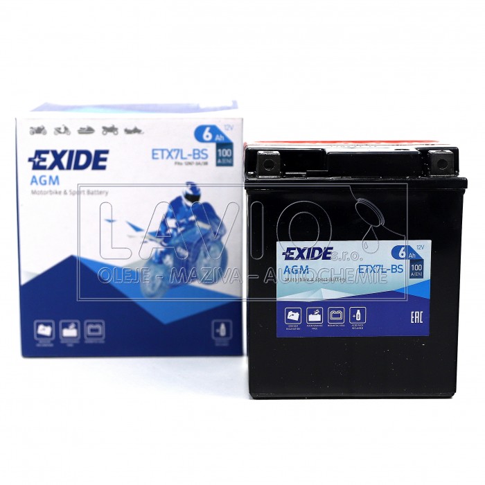 EXIDE motobaterie AGM ETX7L-BS 12V/6Ah; 100A