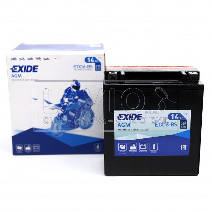 EXIDE motobaterie AGM ETX16-BS 12V/14Ah; 215A