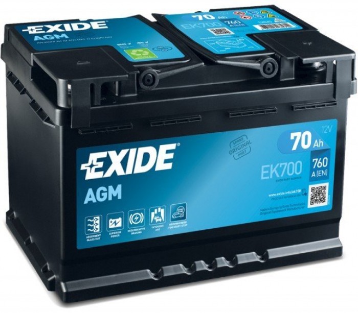 EXIDE baterie START-STOP AGM EK700 12V/70Ah 760A