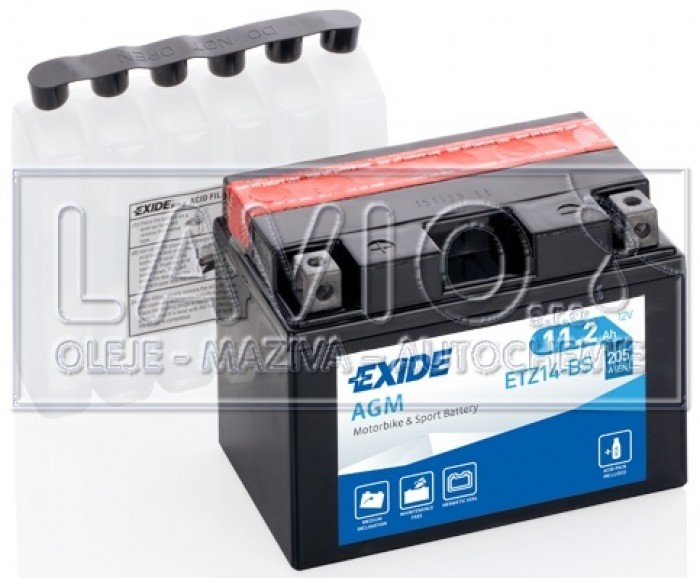 EXIDE motobaterie AGM YTZ14B-BS 12V/11Ah; 205A