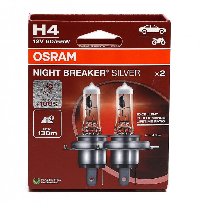 žárovka OSRAM 12V/H4 NIGHT BREAKER SILVER +100% sada